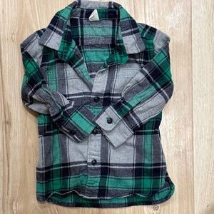 Baby Gap Plaid Green and Gray Kids Shirt